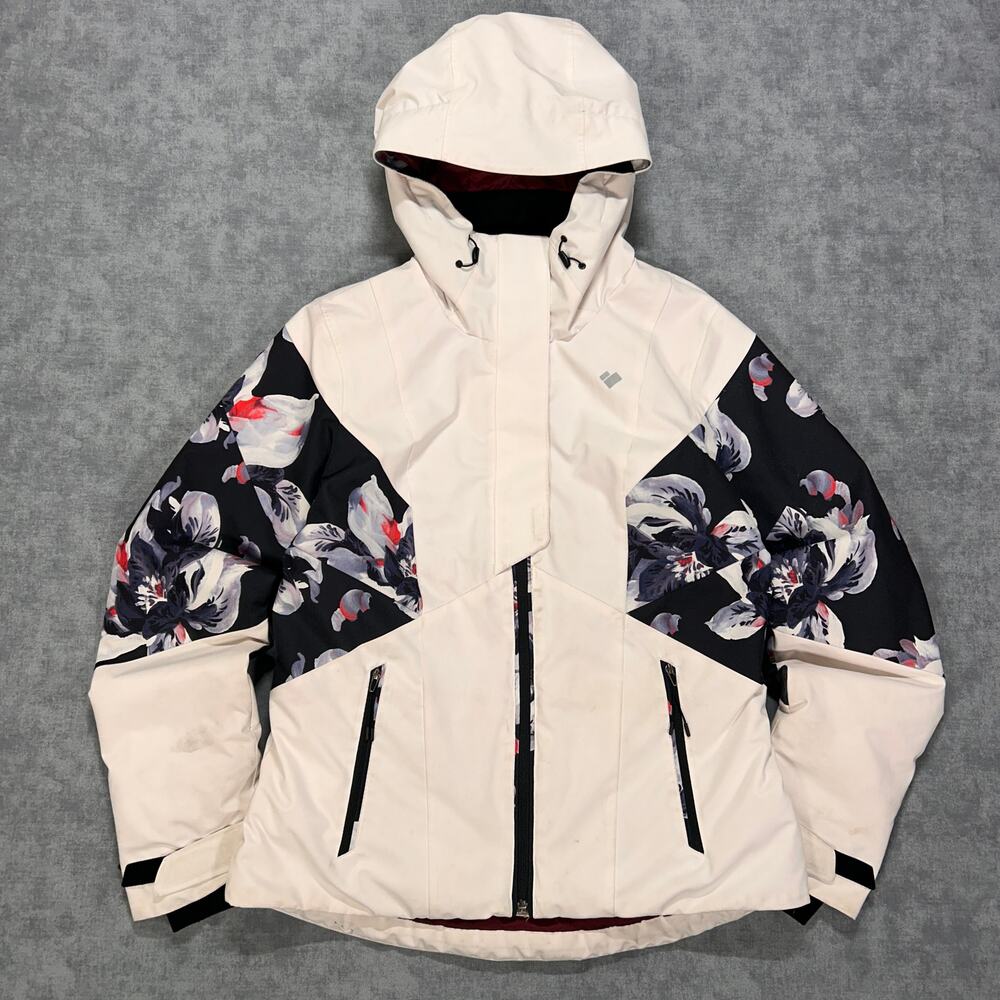 Obermeyer Serendipity Ski Jacket Womens 6 Floral White Thermore Insulated Hooded